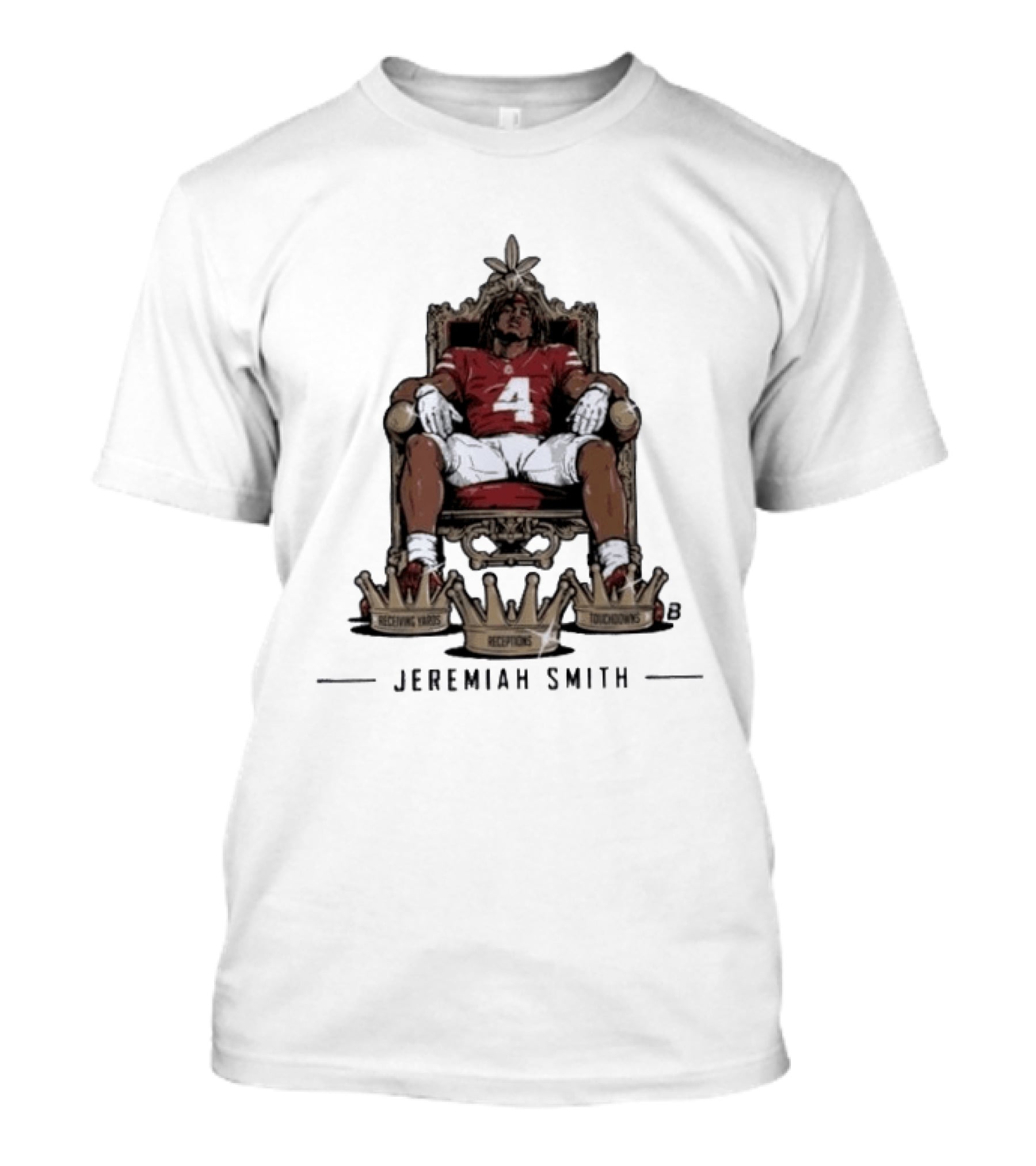 Ohio State Football Jeremiah Smith Triple Crown Receiving Yards Receptions Touchdowns T-Shirt