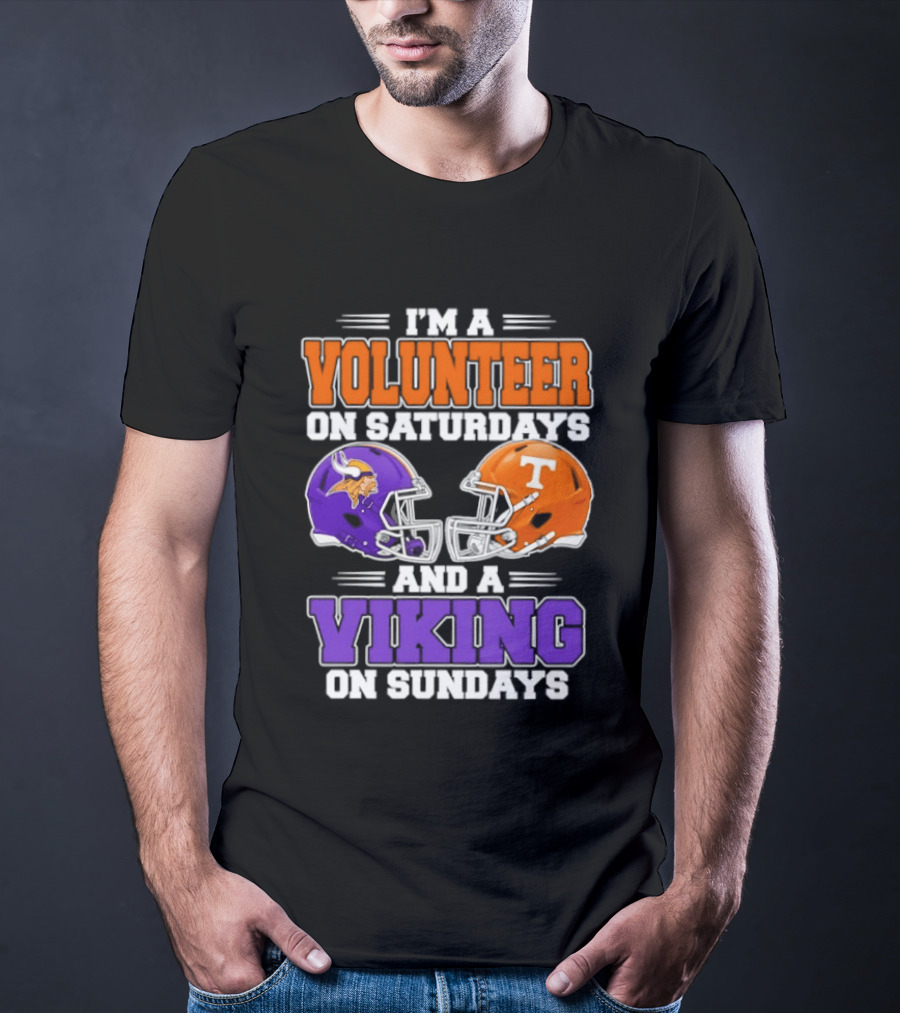 I'm A Volunteer On Saturdays And A Viking On Sundays Football Helmets T-Shirt