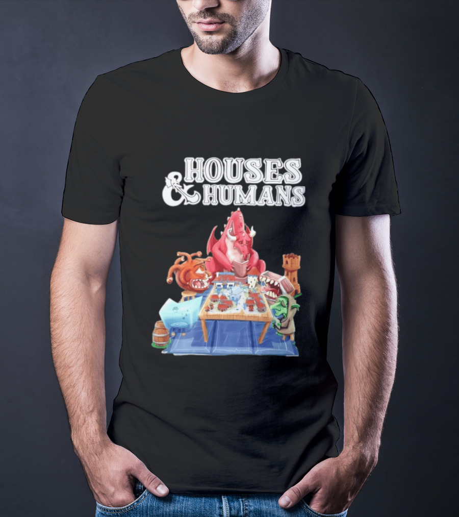 Houses And Humans Halloween Game Monsters Playing Board Game T-Shirt