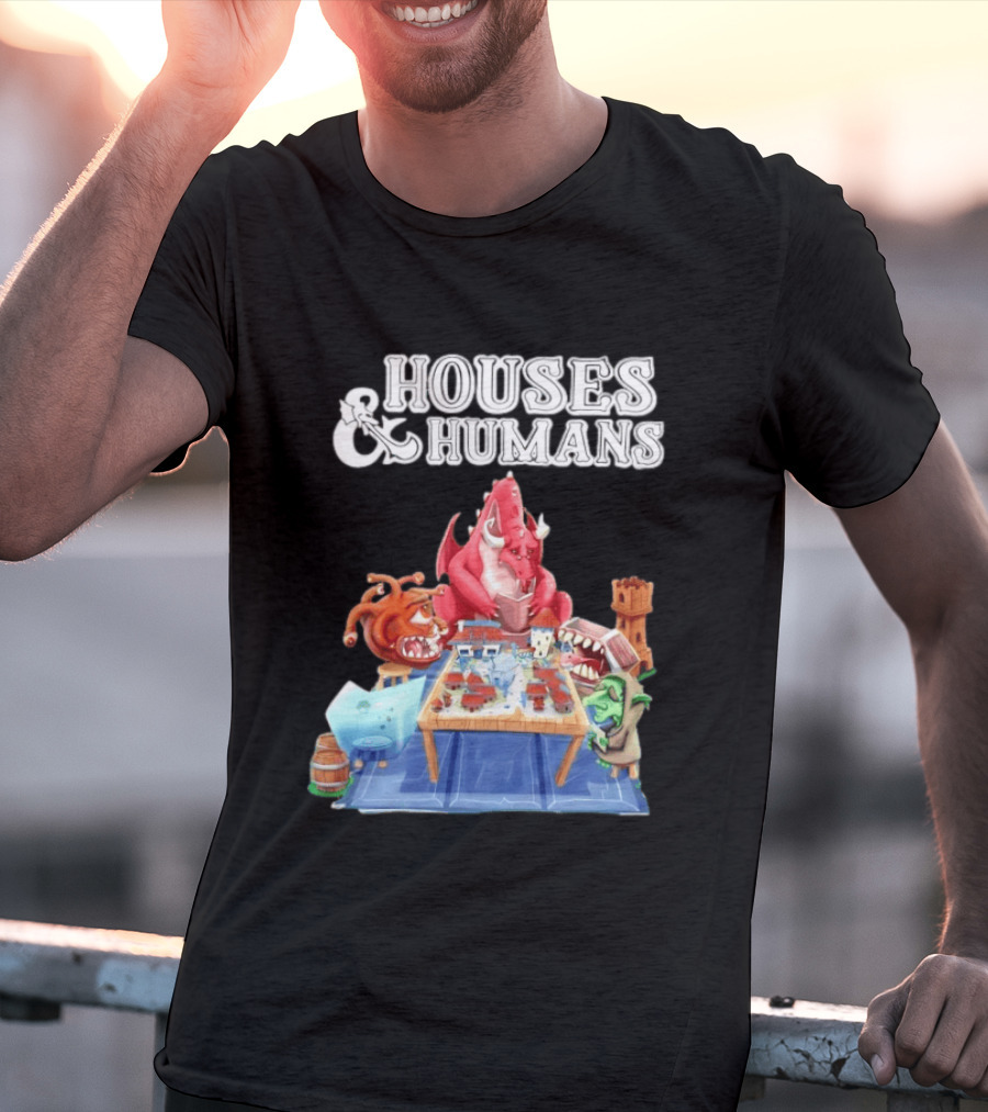 Houses And Humans Halloween Game Monsters Playing Board Game T-Shirt