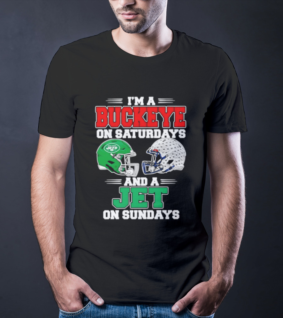 Ohio State Buckeyes Saturdays New York Jets Sundays Football Helmets T-Shirt