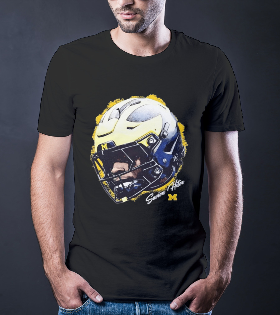 NCAA Football Michigan Wolverines Savion Hiter Game Face Helmet M T-Shirt