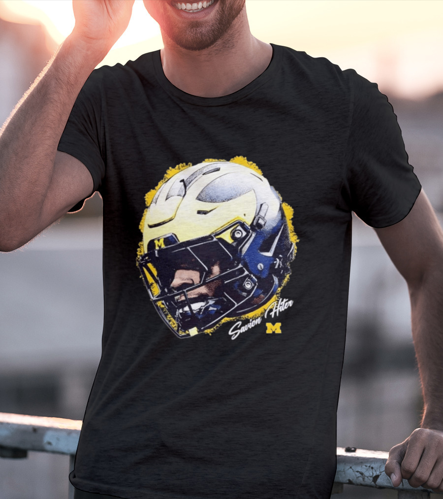 NCAA Football Michigan Wolverines Savion Hiter Game Face Helmet M T-Shirt