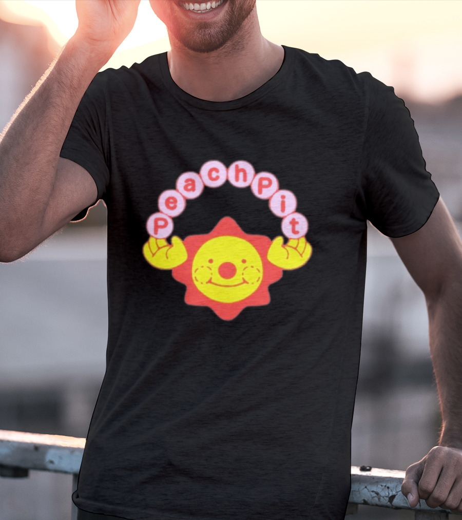 Peach Pit Smiling Sun With Playful Hands T-Shirt