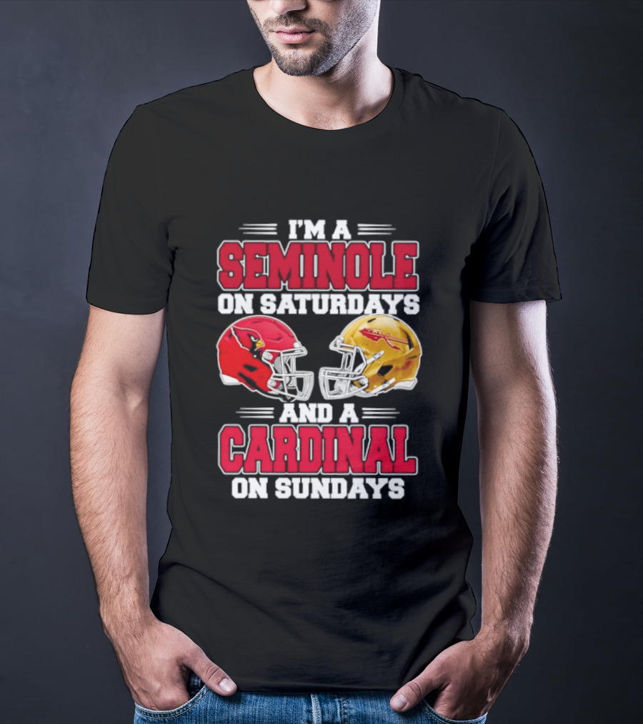 I'm A Seminole On Saturdays And A Cardinal On Sundays Football Helmets T-Shirt