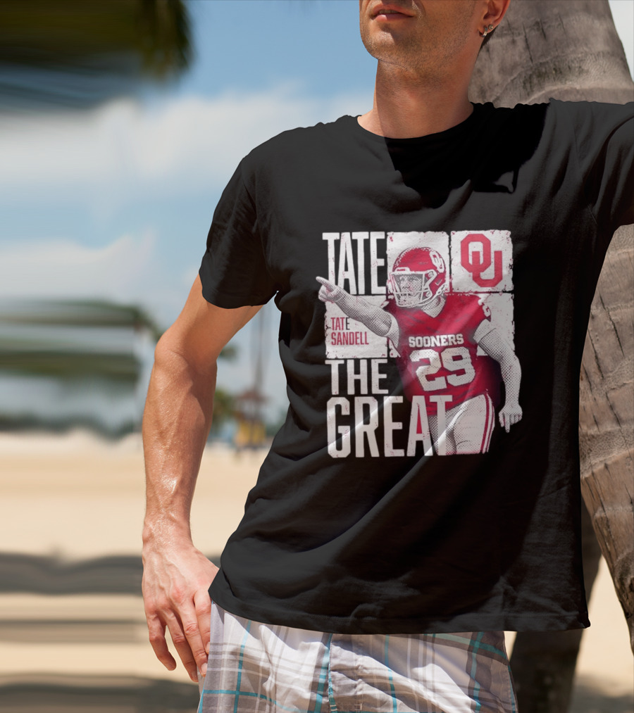 Tate Sandell No 29 Oklahoma Sooners Football Tate The Great T-Shirt