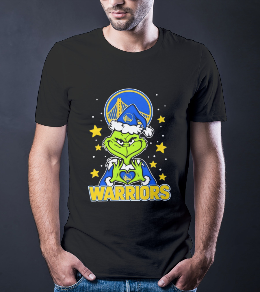 Golden State Warriors Christmas Grinch Snowflakes And Stars T-Shirt