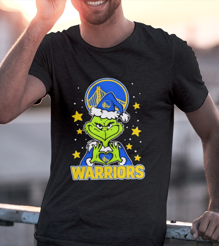 Golden State Warriors Christmas Grinch Snowflakes And Stars T-Shirt