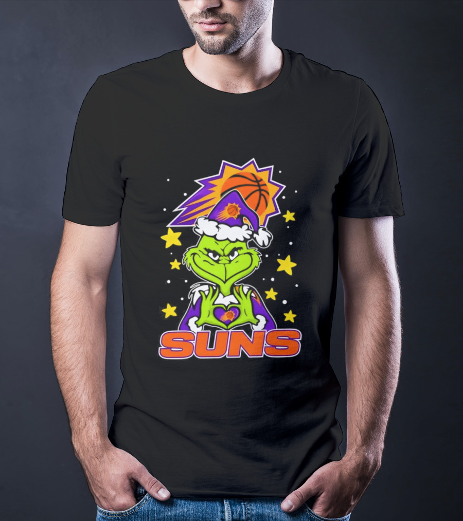 Phoenix Suns Christmas Grinch Holding Heart T-Shirt