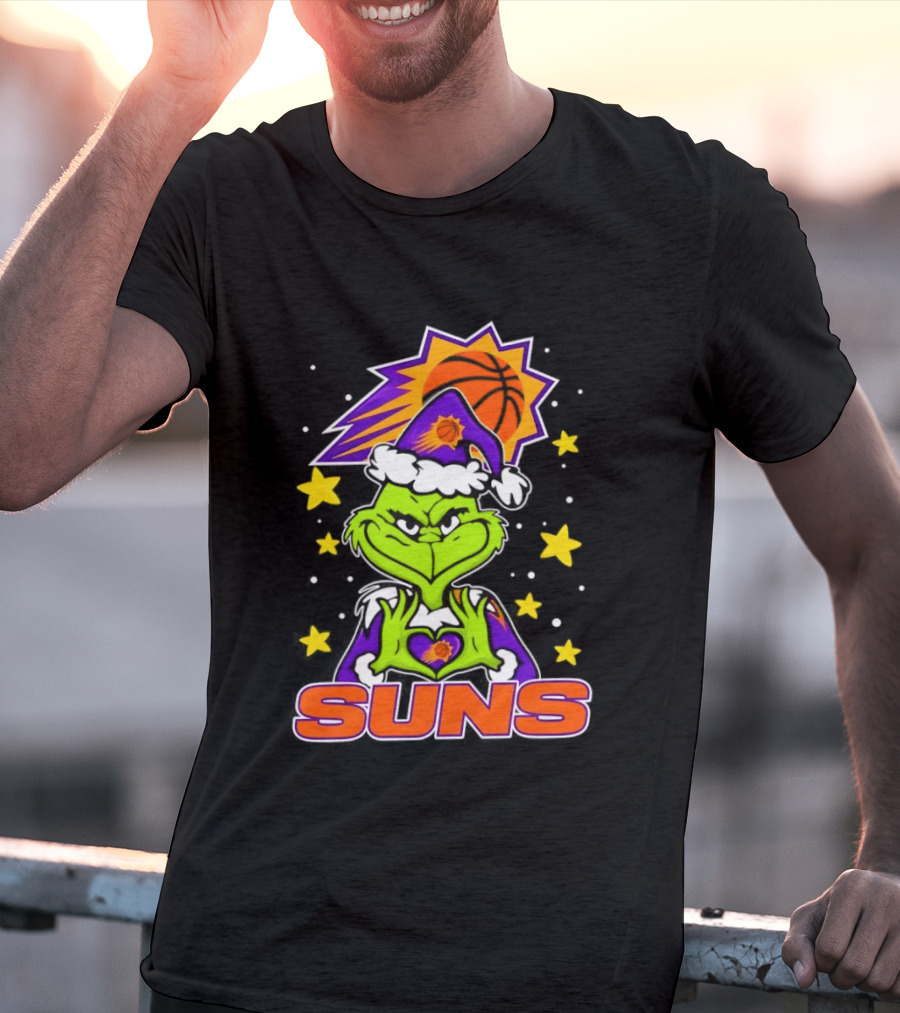 Phoenix Suns Christmas Grinch Holding Heart T-Shirt
