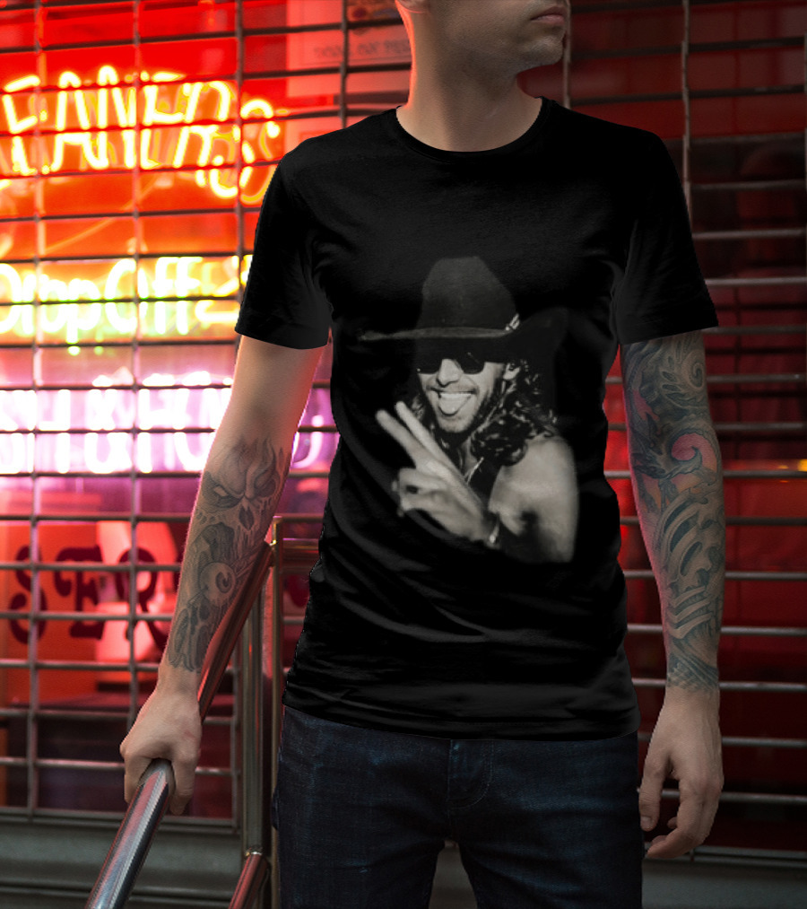 Warren Zeiders Cowboy Hat Black Sunglasses Peace Sign T-Shirt