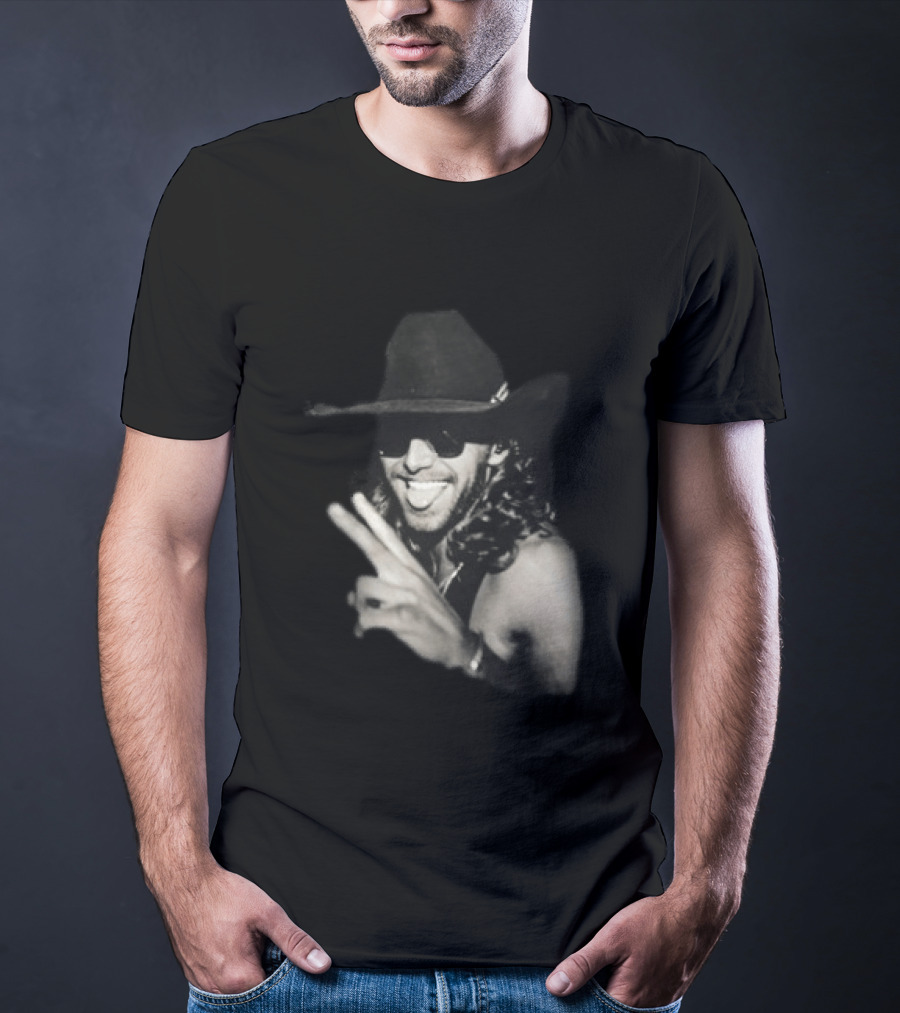 Warren Zeiders Cowboy Hat Black Sunglasses Peace Sign T-Shirt
