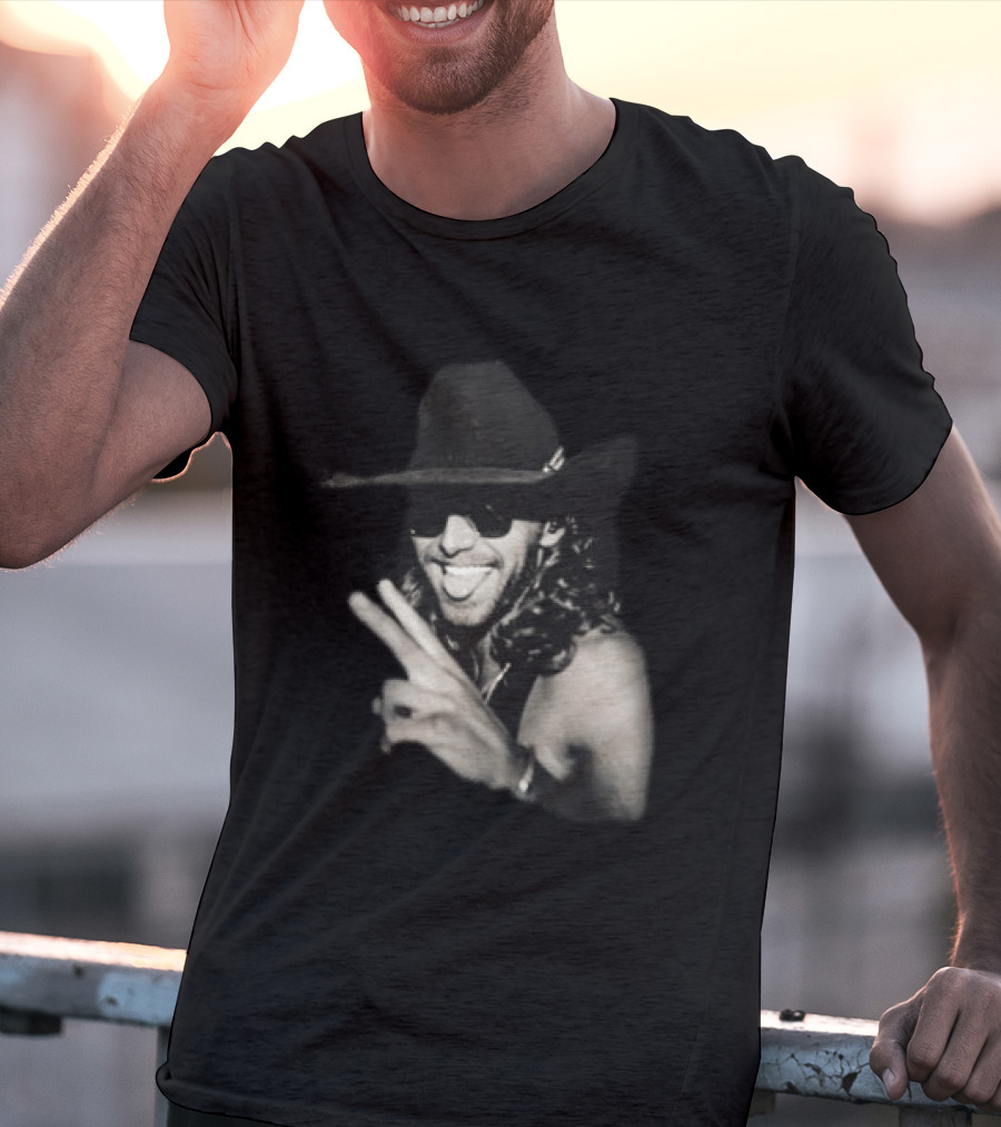 Warren Zeiders Cowboy Hat Black Sunglasses Peace Sign T-Shirt