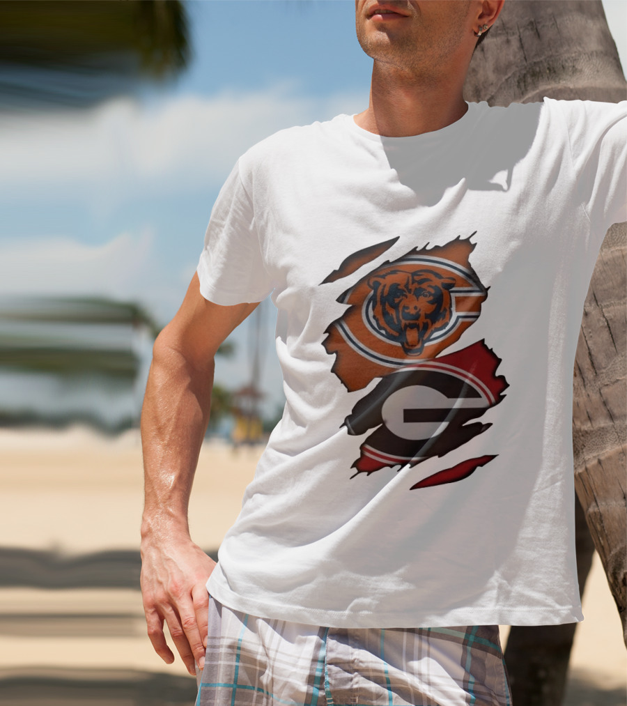 Chicago Bears Georgia Bulldogs Ripped Mesh T-Shirt