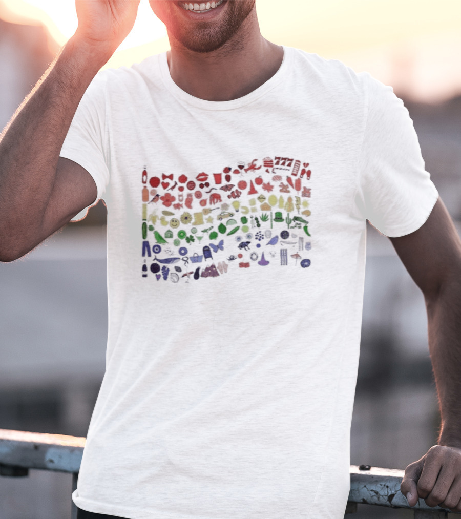 Pride Flag Made From Toys And Objects Multicolor Rainbow T-Shirt