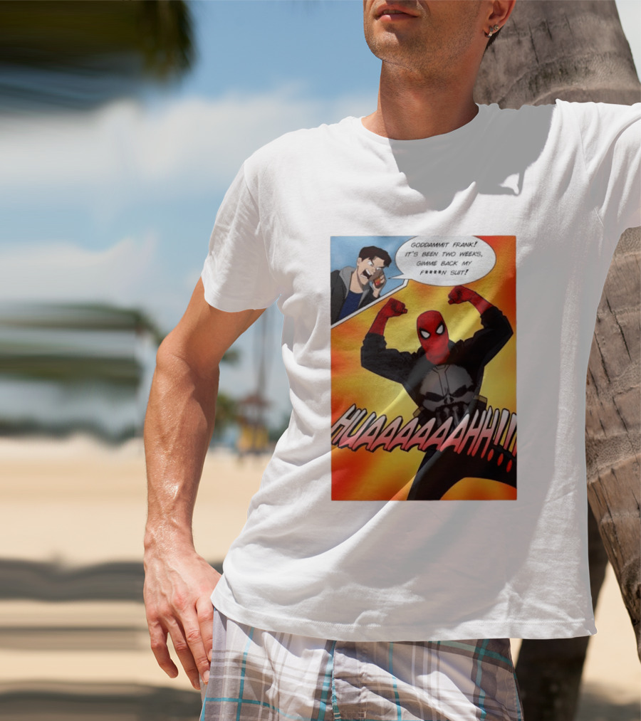 Spider Man And The Punisher Comic Goddammit Frank Huaaahhh Speech Bubble Scene T-Shirt