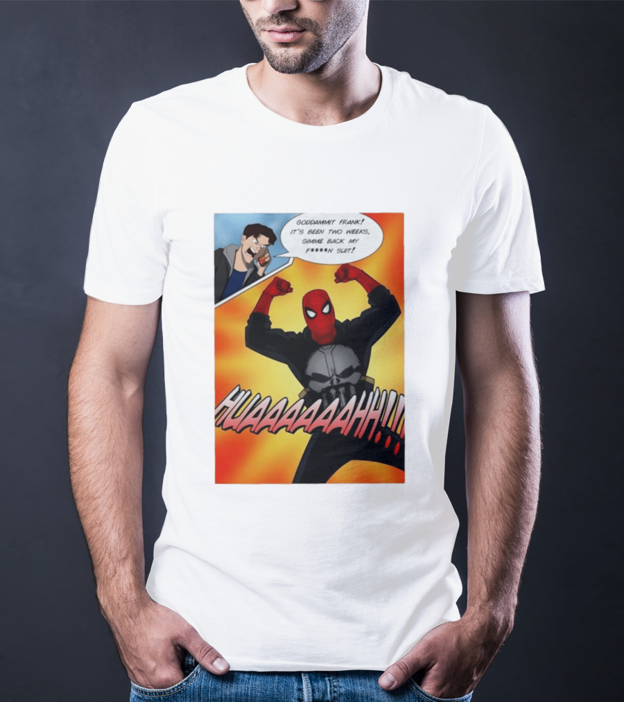 Spider Man And The Punisher Comic Goddammit Frank Huaaahhh Speech Bubble Scene T-Shirt
