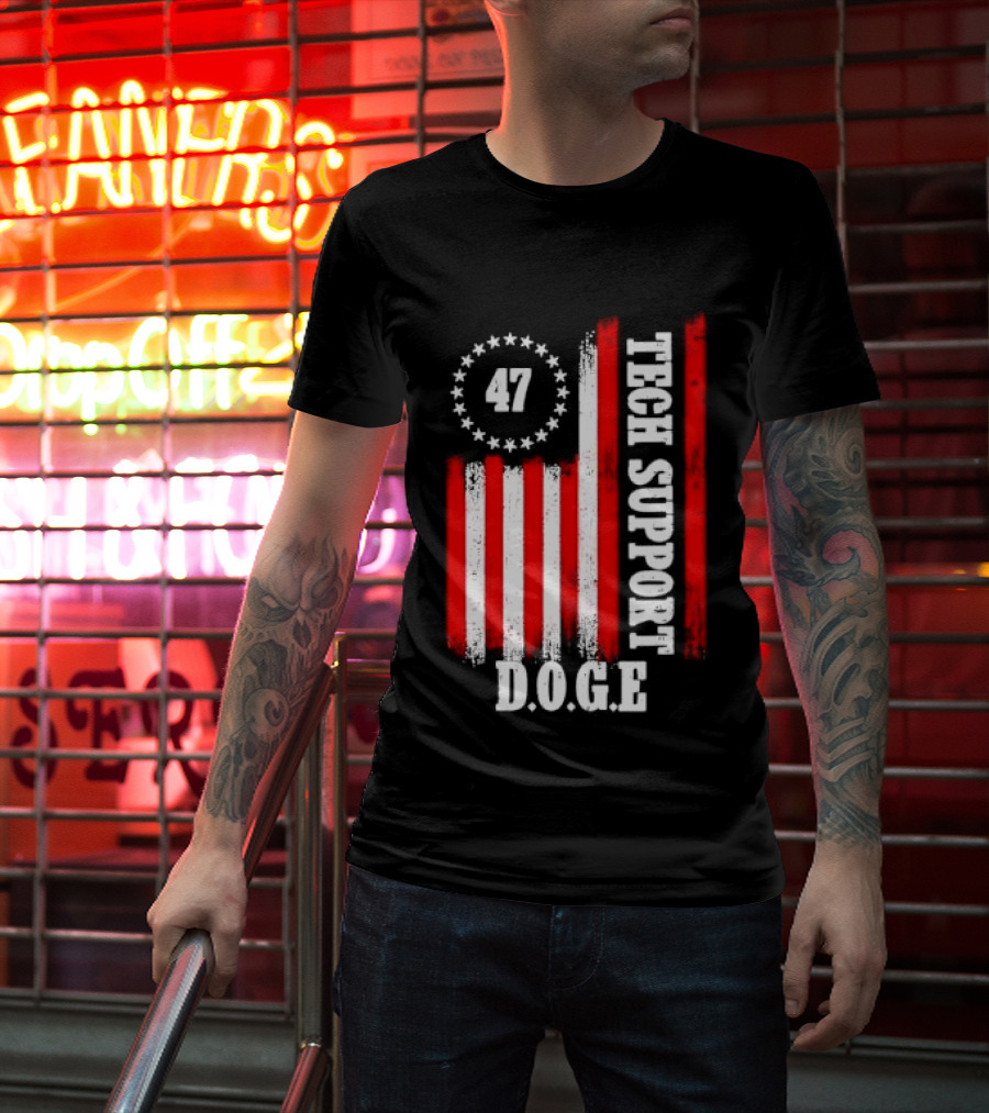 47 D.O.G.E. Tech Support American Flag T-Shirt