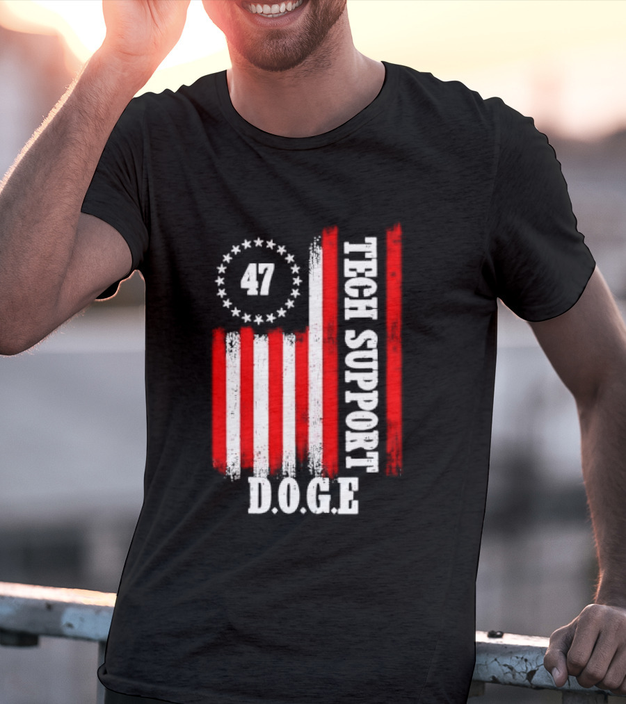 47 D.O.G.E. Tech Support American Flag T-Shirt