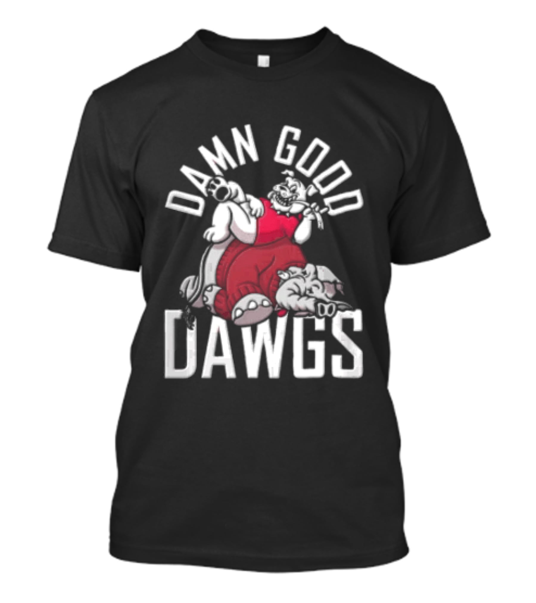 Barstool Sports Damn Good Dawgs Bulldog Sitting On Defeated Elephant T-Shirt