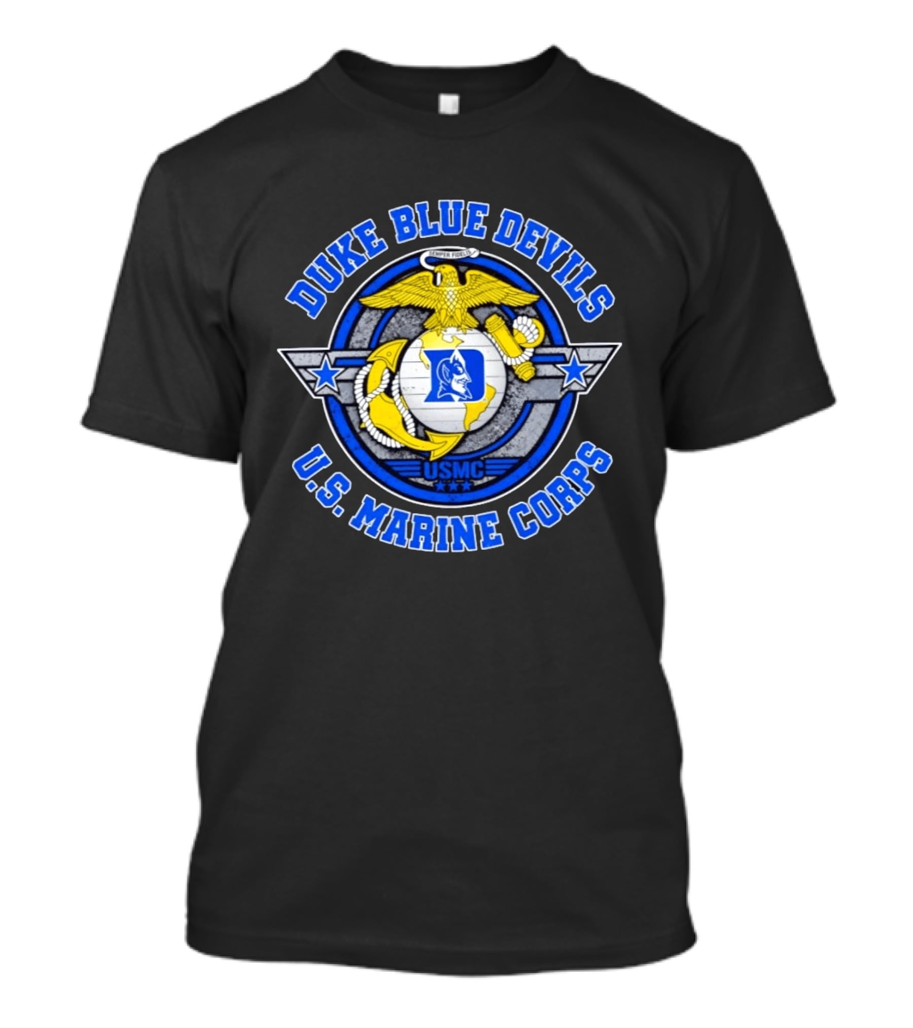 Duke Blue Devils US Marine Corps Semper Fidelis USMC Eagle Globe Anchor T-Shirt