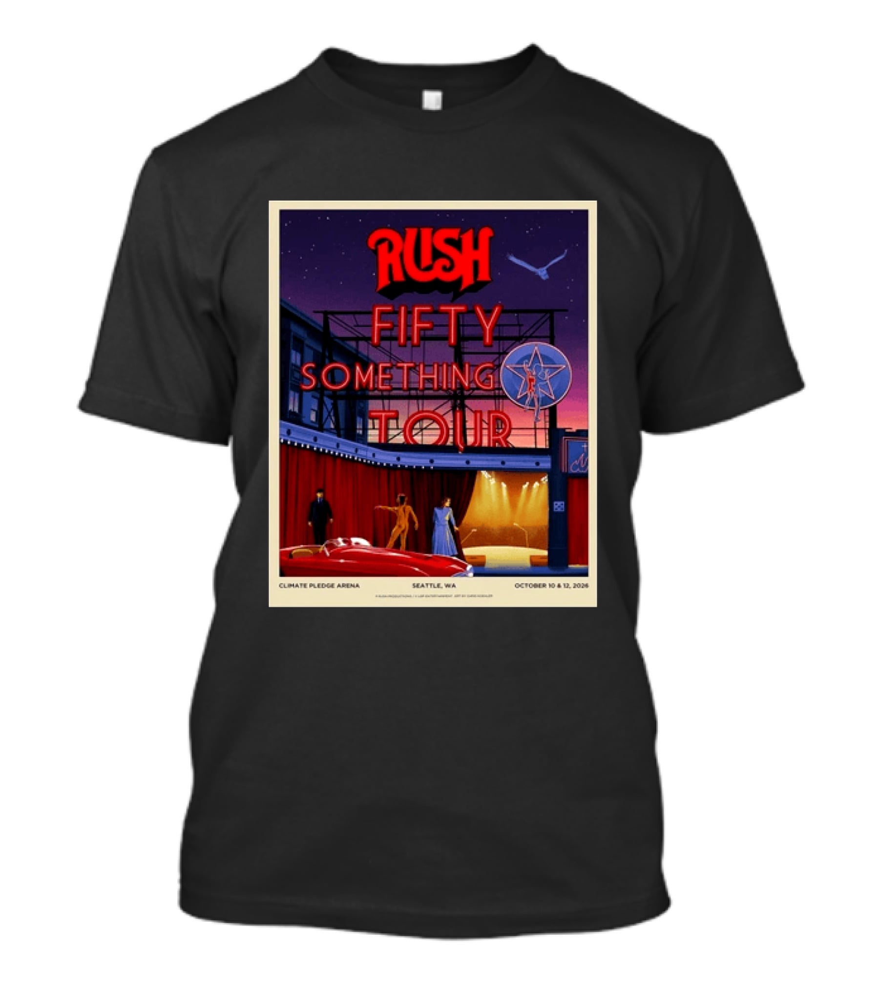 Rush Fifty Something Tour Climate Pledge Arena Seattle WA October 10 12 2026 T-Shirt
