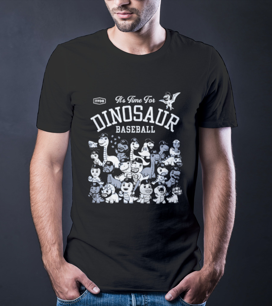 It's Time For Dinosaur Baseball Fun With Cute Cartoon Characters T-Shirt
