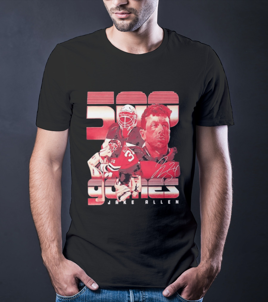Jake Allen 500 Games New Jersey Devils Hockey 34 T-Shirt