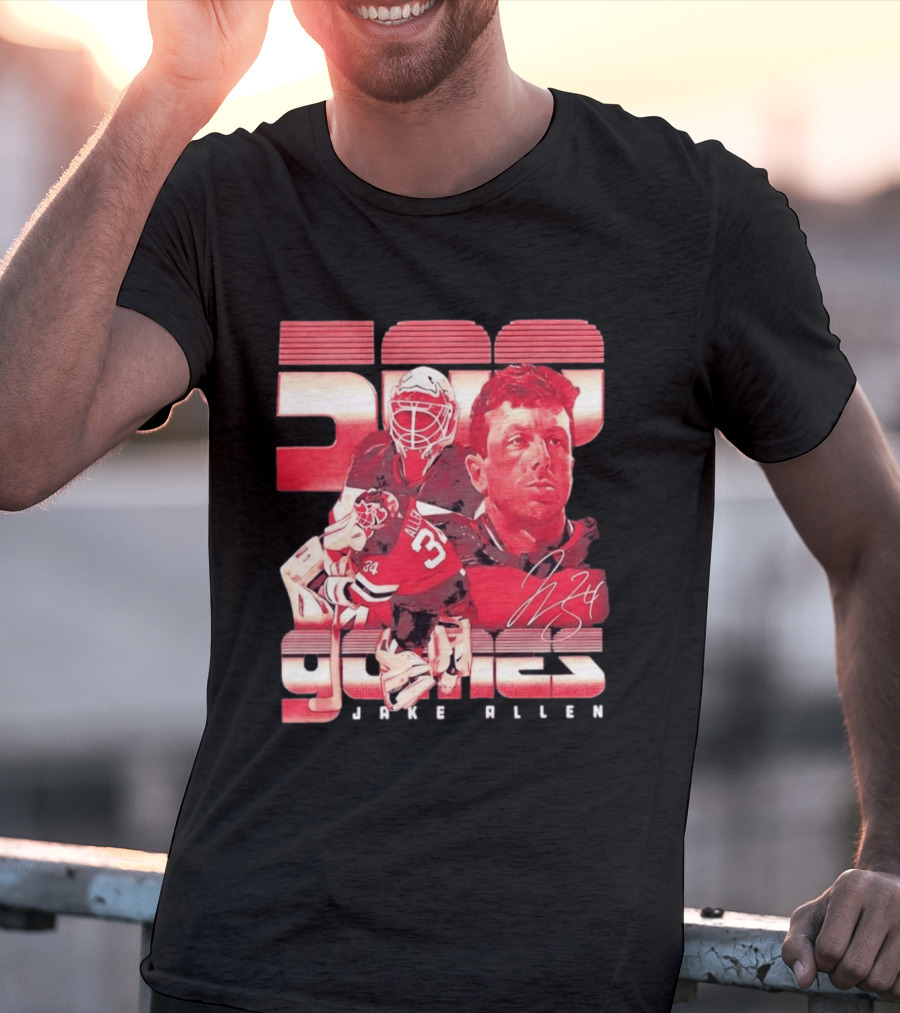 Jake Allen 500 Games New Jersey Devils Hockey 34 T-Shirt