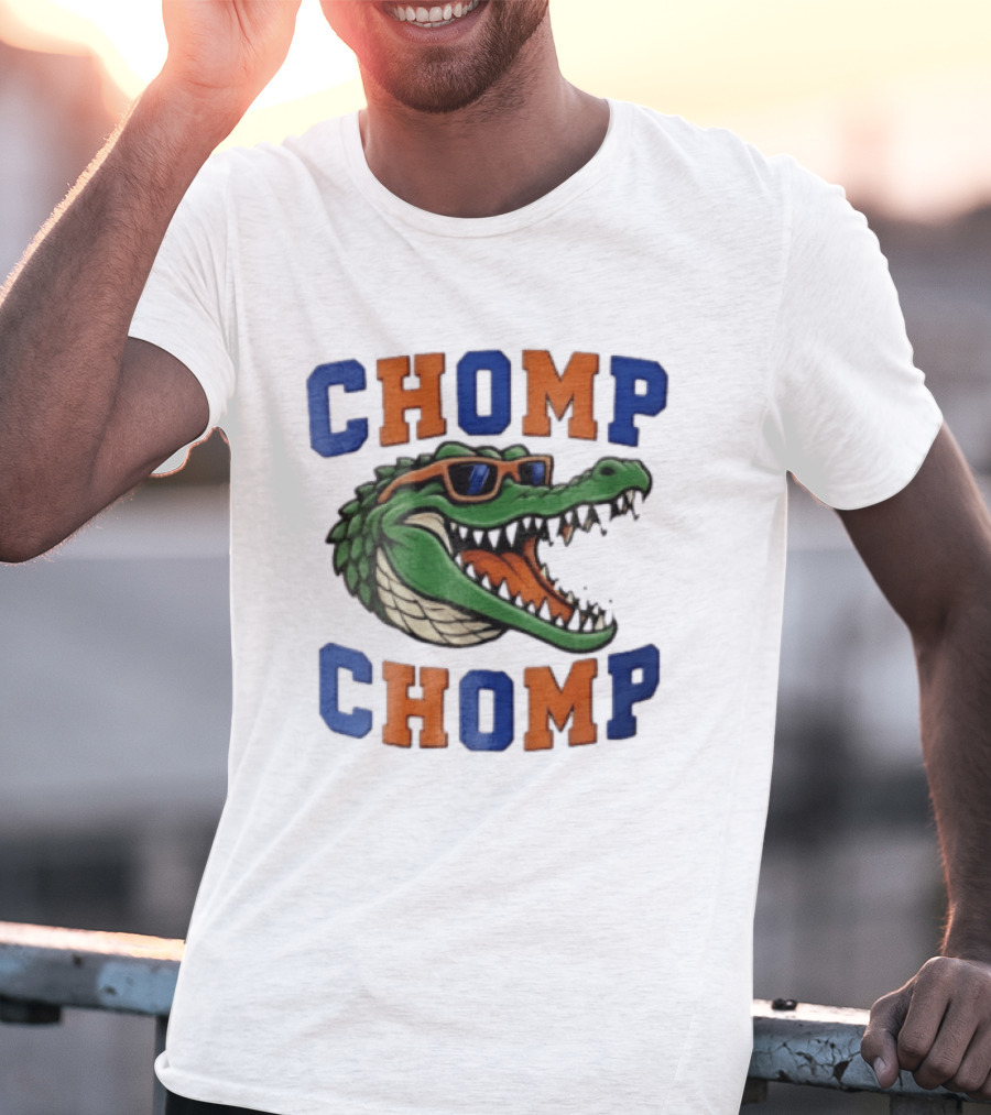 Florida Gators Chomp Chomp Alligator Wearing Sunglasses Cartoon T-Shirt