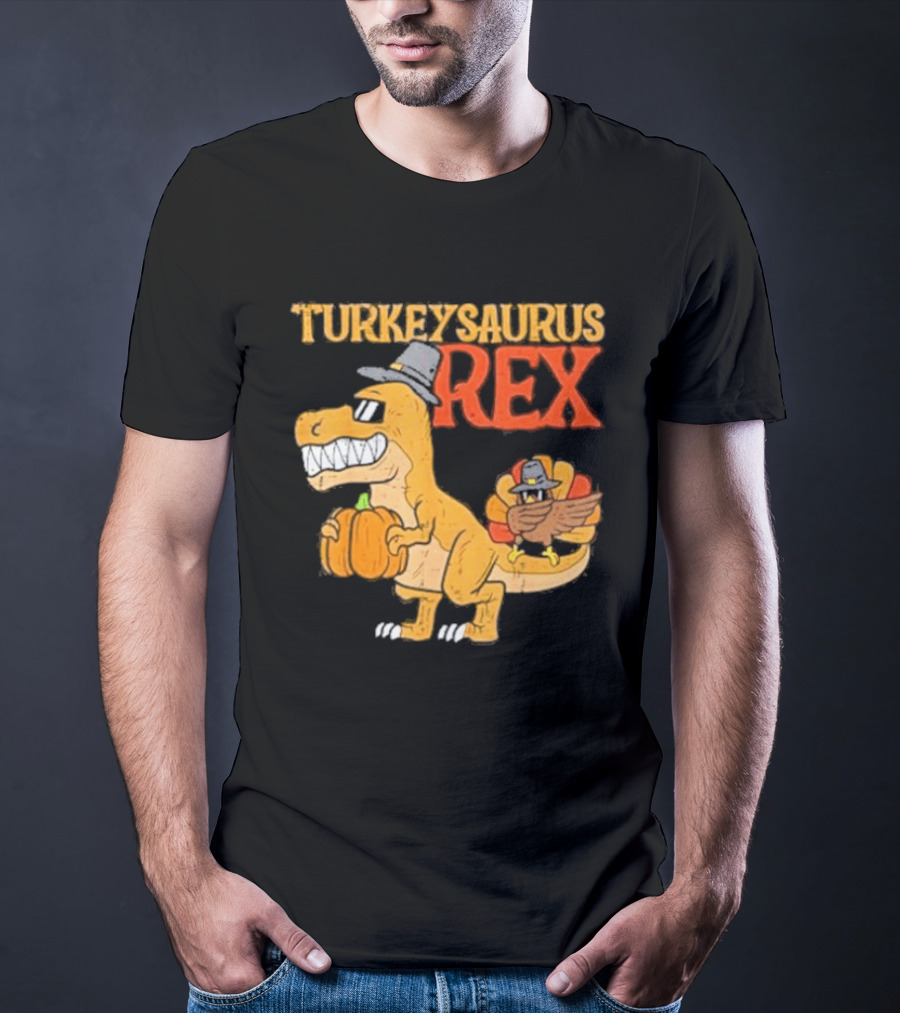 Turkeysaurus Rex Toddler Boys Thanksgiving Dab Turkey Dino 2024 T-Shirt