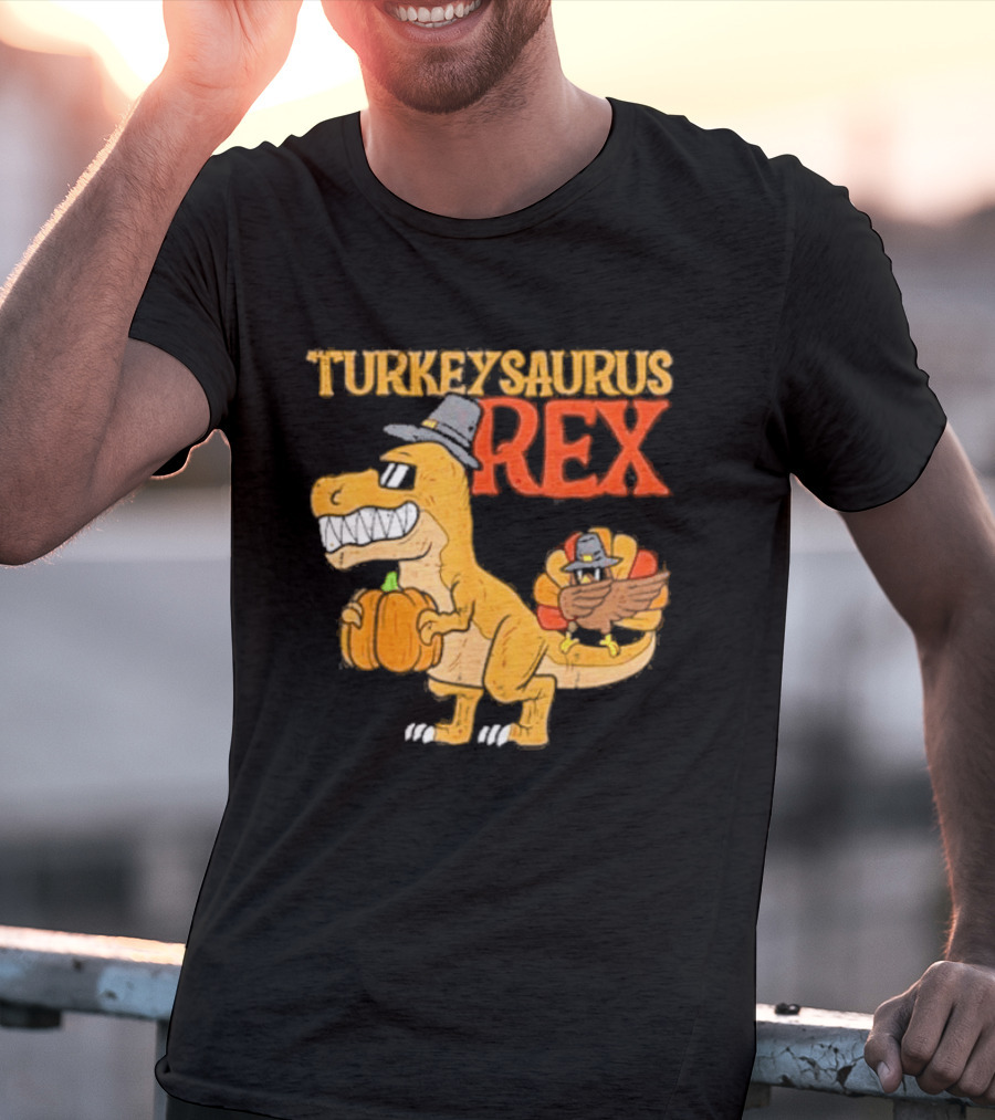 Turkeysaurus Rex Toddler Boys Thanksgiving Dab Turkey Dino 2024 T-Shirt