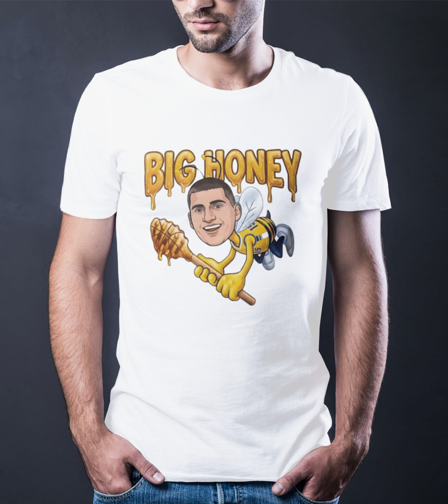 Big Honey 15 Denver Nuggets Nikola Jokic Caricature Drawing Buzzing Basketball Star T-Shirt