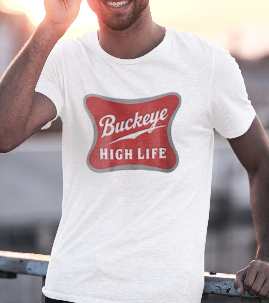 Buckeye High Life Red White Ohio State University T-Shirt