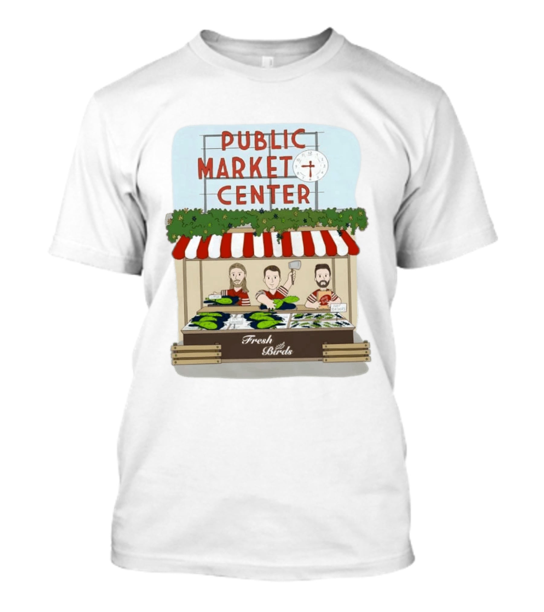 Public Market Center Fresh Birds Sea Chickens Market Stall T-Shirt