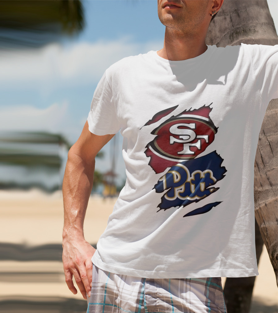 San Francisco 49ers SF Pittsburgh Panthers Pitt Distressed T-Shirt