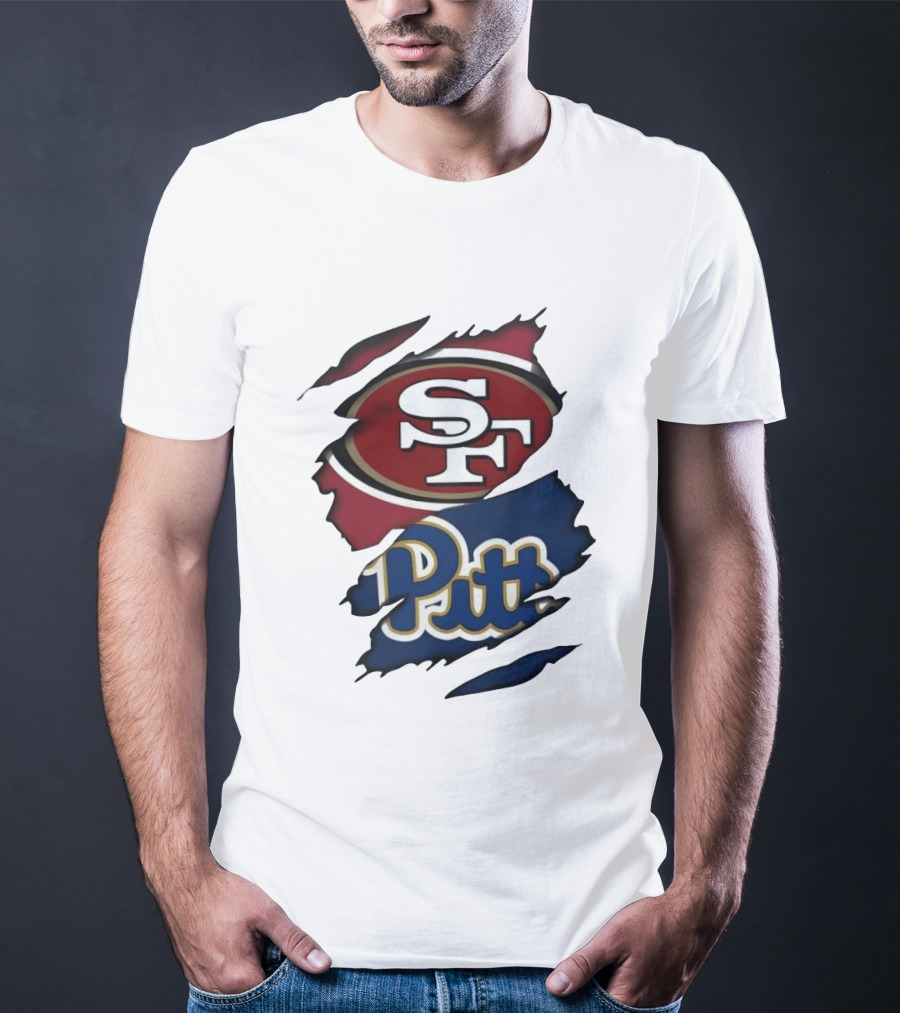 San Francisco 49ers SF Pittsburgh Panthers Pitt Distressed T-Shirt
