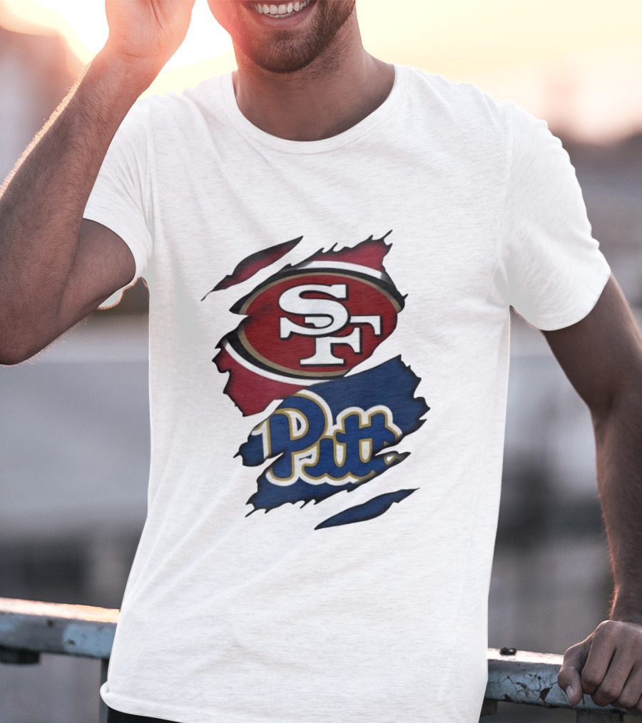 San Francisco 49ers SF Pittsburgh Panthers Pitt Distressed T-Shirt
