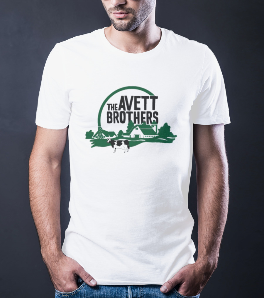 The Avett Brothers Hand Drawn Farm Cow Scene T-Shirt