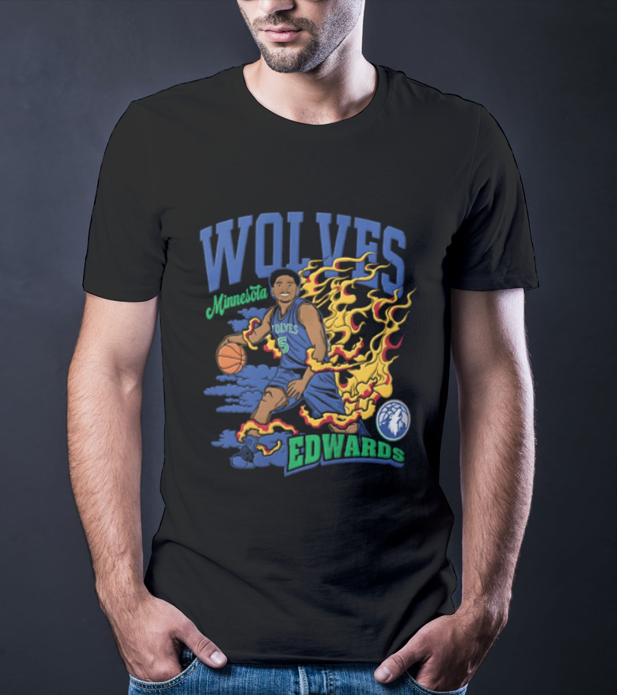 Minnesota Wolves Edwards Basketball Flame T-Shirt