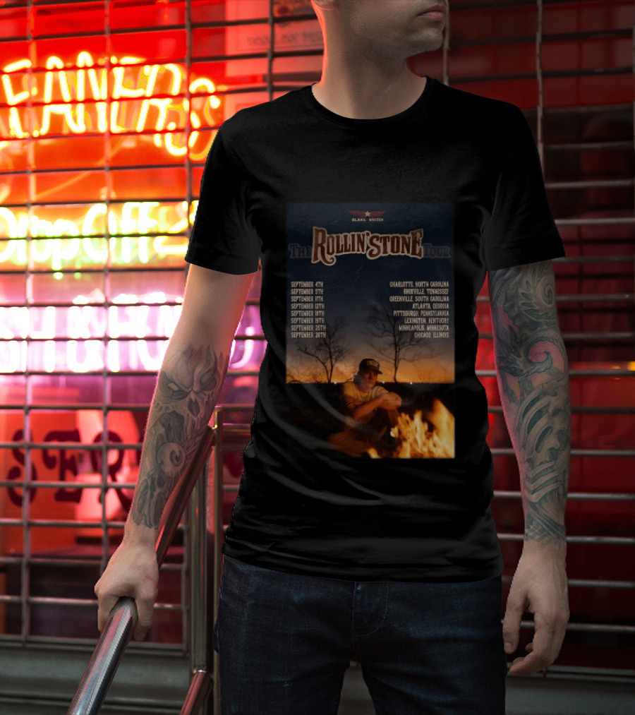 Blake Whiten Rollin' Stone Tour 2025 September Cities Charlotte Nashville Greenville Atlanta Pittsburgh Lexington Minneapolis Chicago T-Shirt