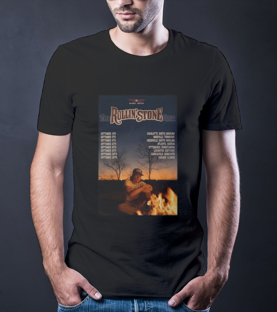 Blake Whiten Rollin' Stone Tour 2025 September Cities Charlotte Nashville Greenville Atlanta Pittsburgh Lexington Minneapolis Chicago T-Shirt