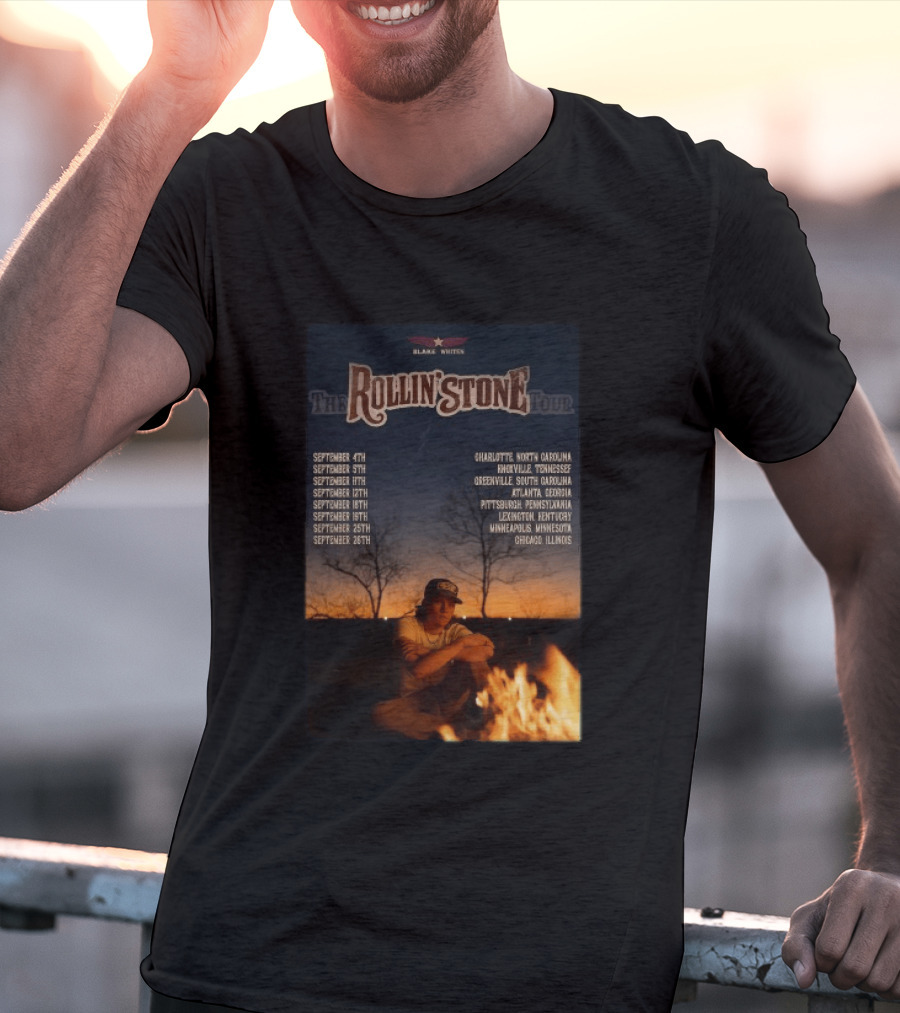 Blake Whiten Rollin' Stone Tour 2025 September Cities Charlotte Nashville Greenville Atlanta Pittsburgh Lexington Minneapolis Chicago T-Shirt