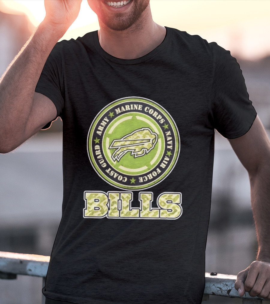 Buffalo Bills Camo Tribute Army Marine Corps Navy Air Force Coast Guard T-Shirt