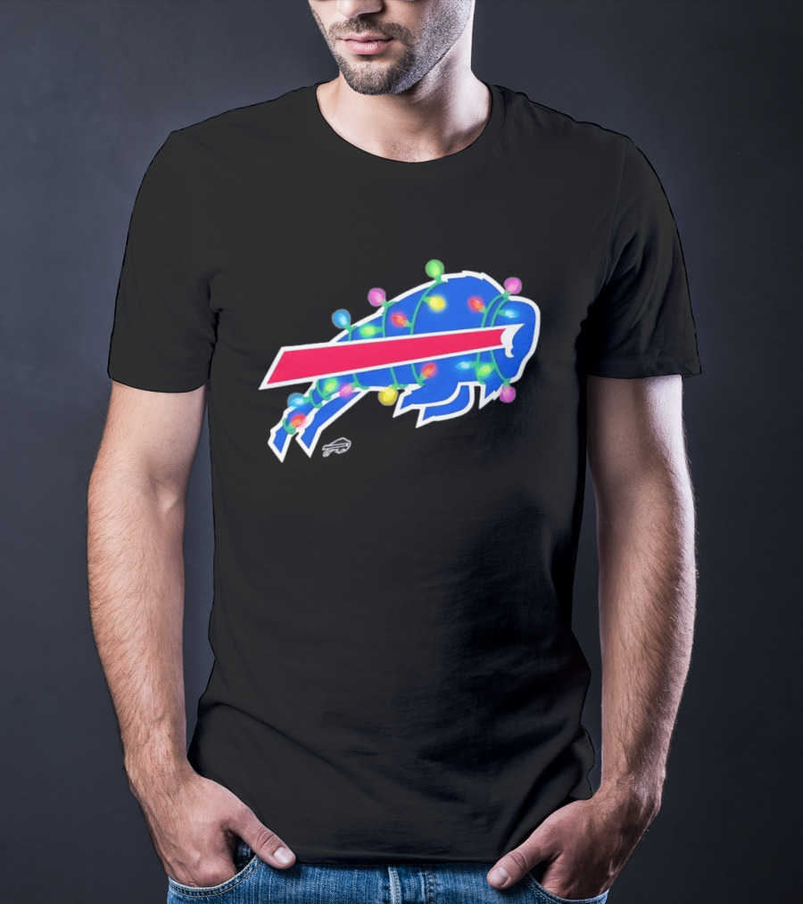Buffalo Bills Christmas Holiday Lights Football Team Festive Celebration T-Shirt