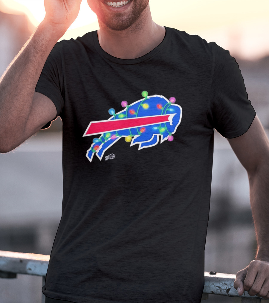Buffalo Bills Christmas Holiday Lights Football Team Festive Celebration T-Shirt