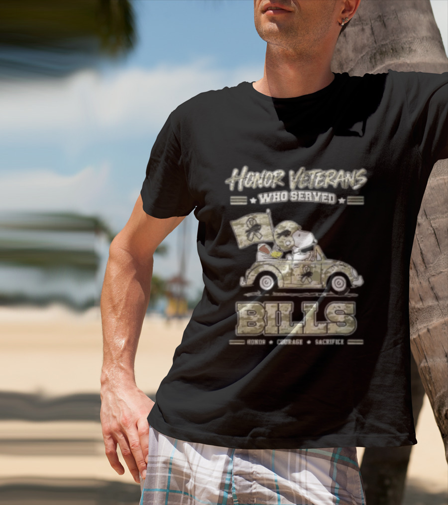 Buffalo Bills Peanuts Snoopy Honor Veterans Who Served T-Shirt