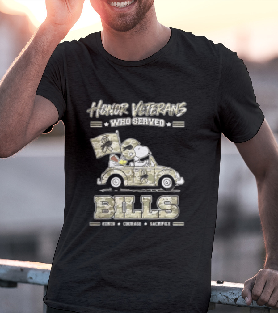 Buffalo Bills Peanuts Snoopy Honor Veterans Who Served T-Shirt
