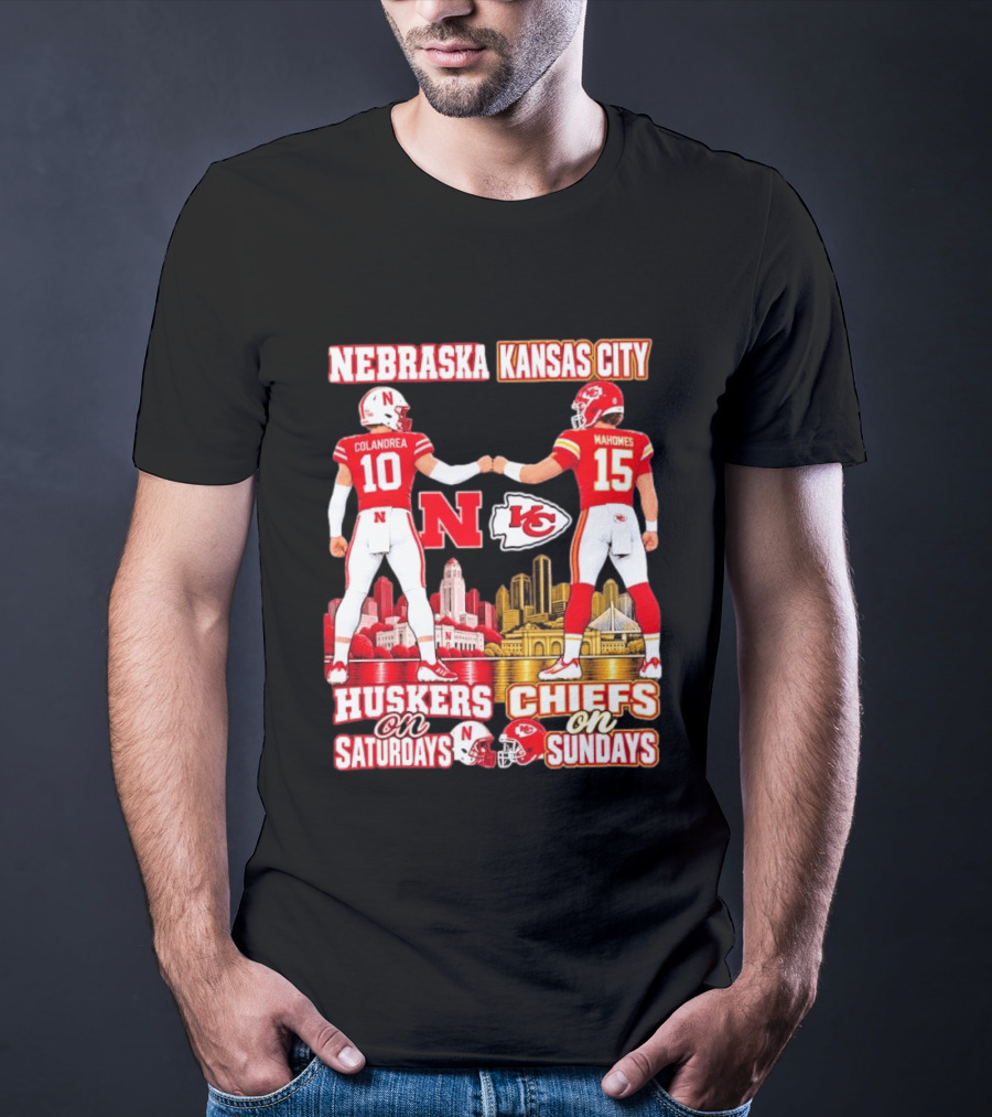 Nebraska Huskers Colandrea Saturdays Kansas City Chiefs Mahomes Sundays T-Shirt