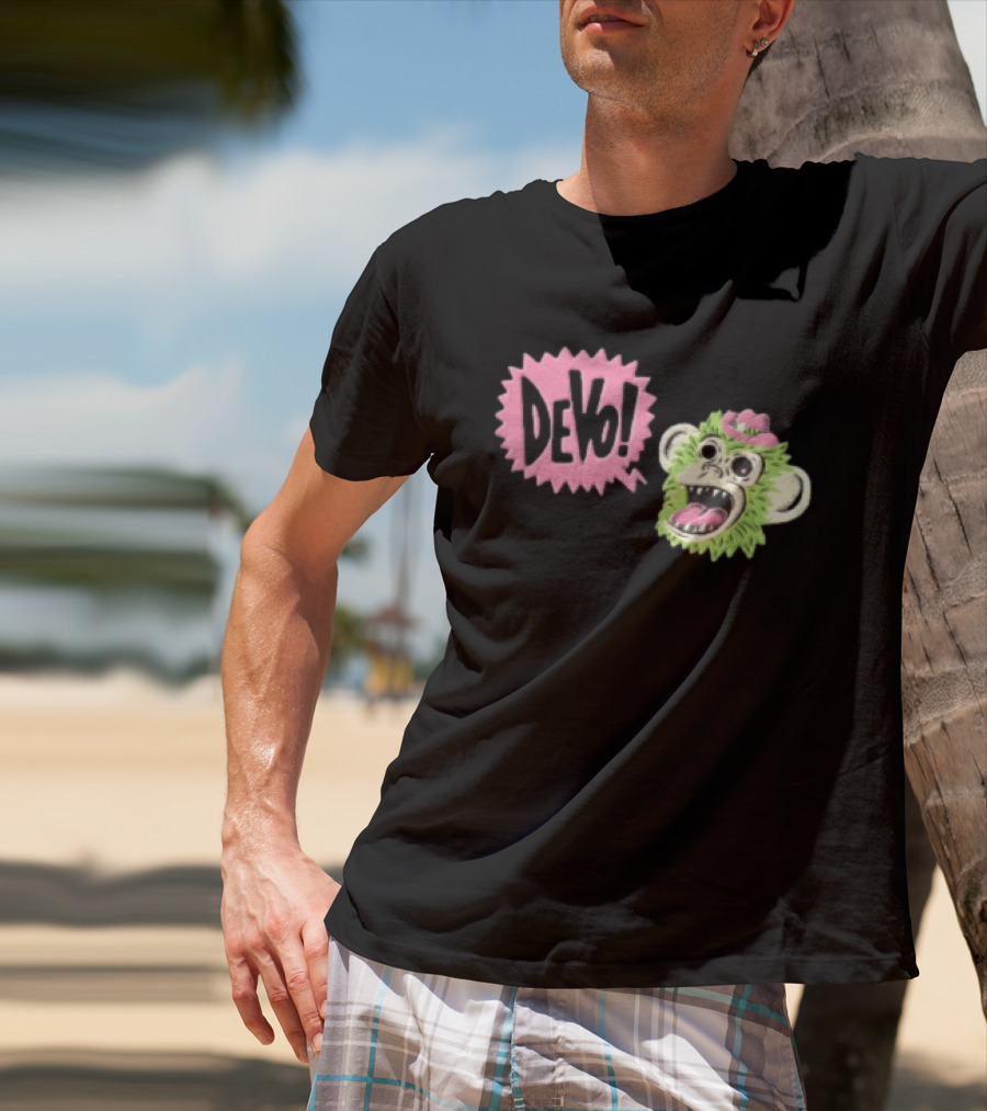 Devo Green Monkey Pink Hat T-Shirt